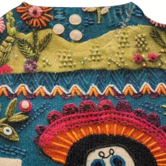 Artsy Day Of The Dead Fairytale Fantasy Colourful Crew Neck Sweater - Picture 4 of 4